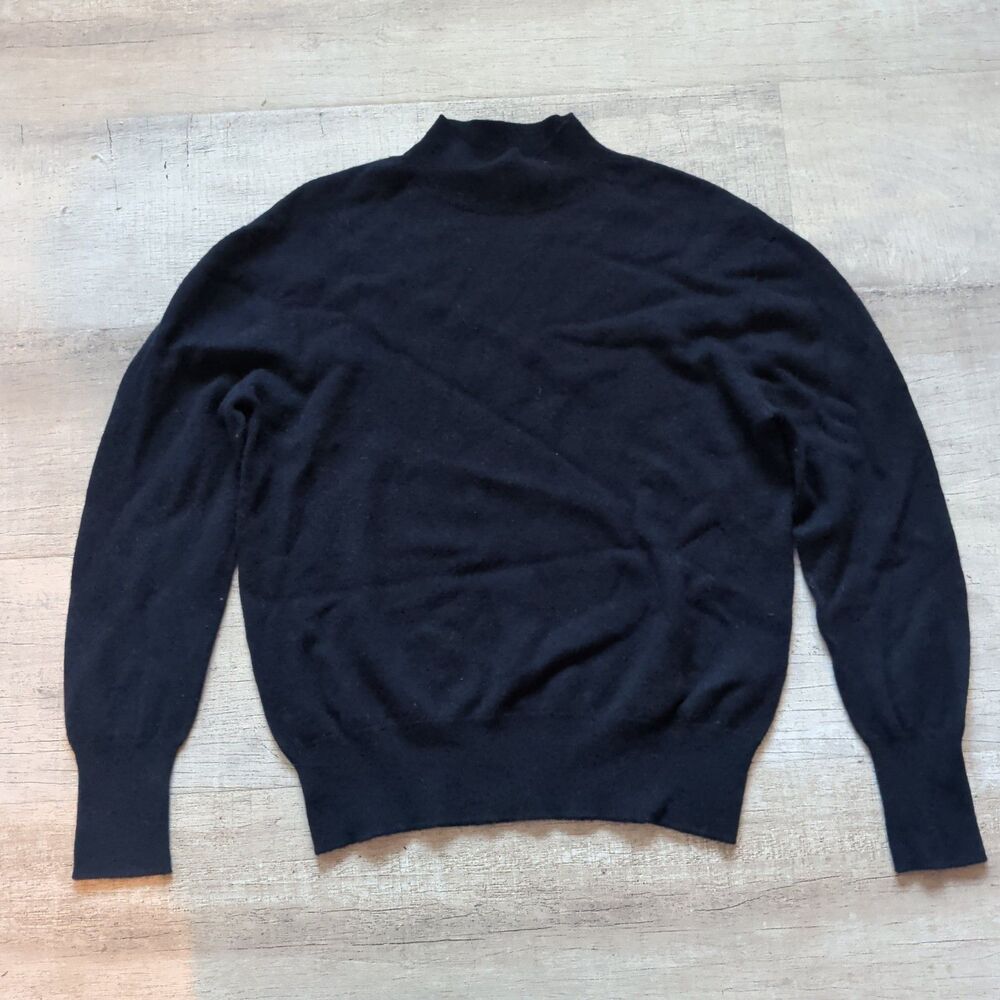 Zara Women's Black 100% Wool Mock Neck Long Sleeve Sweater Size S Small